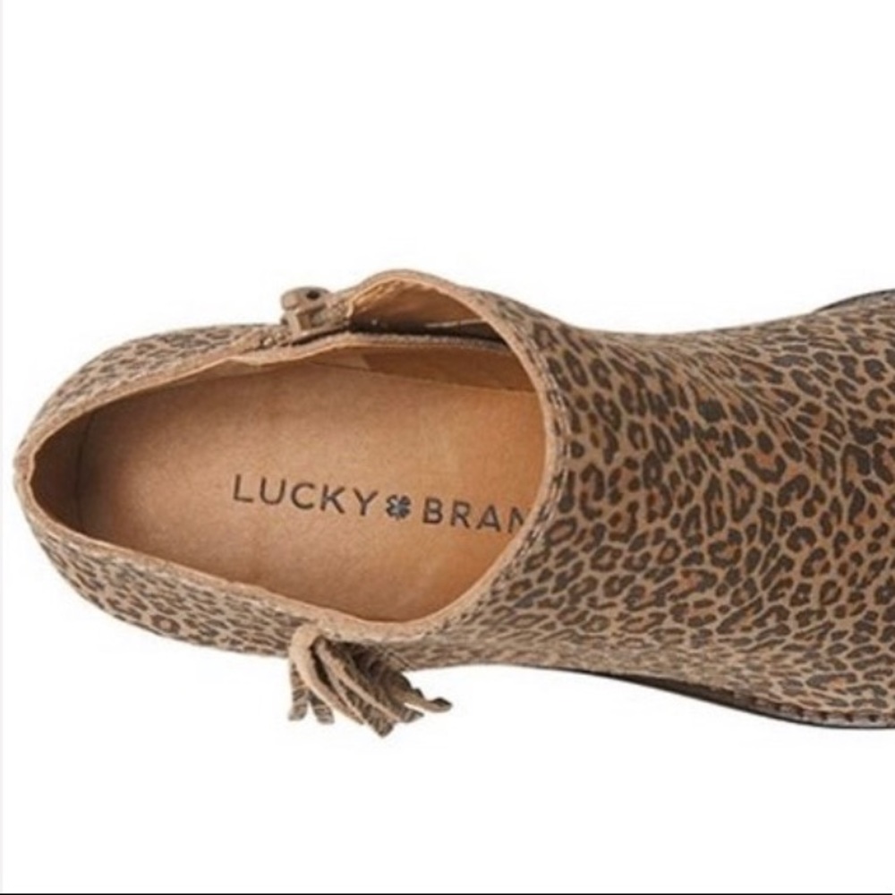 Lucky Brand Felisie Suede Leopard Fringe Booties - Picture 8 of 12